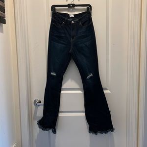 Distressed flare jeans
